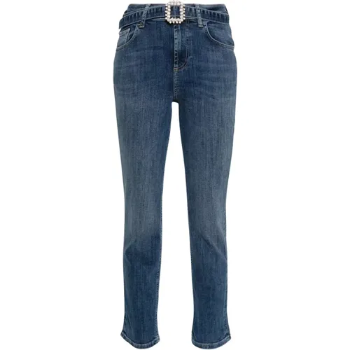 Gerades Jeans mit Strassgürtel , Damen, Größe: W27 - Liu Jo - Modalova