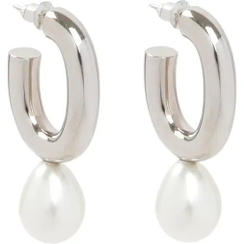 Silver Pearl Egg Hoop Earrings , female, Sizes: ONE SIZE - Simone Rocha - Modalova