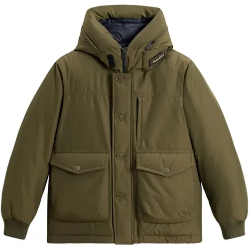 Padded Jacket with Logo Patch , male, Sizes: M, L, S - Woolrich - Modalova