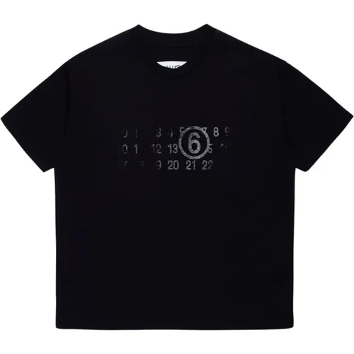 Schwarzes T-Shirt mit Numerique-Druck - Maison Margiela - Modalova