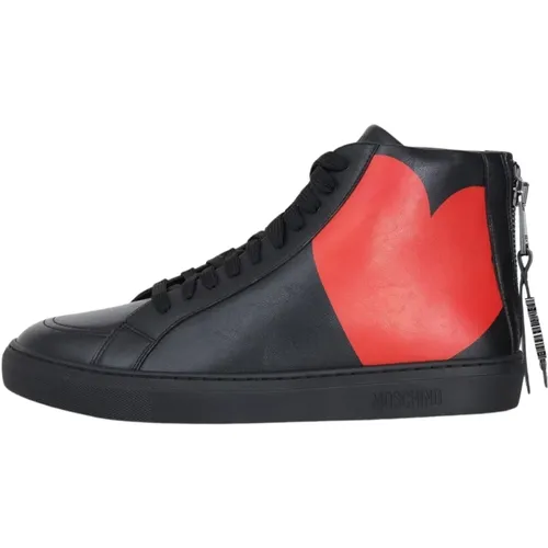 Herzdruck High Top Sneakers , Herren, Größe: 43 EU - Moschino - Modalova