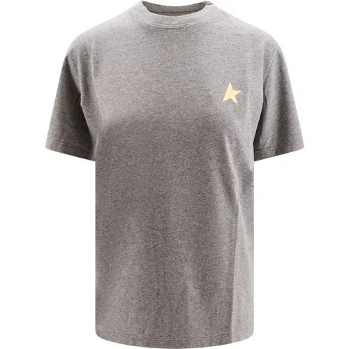 Graues T-Shirt mit Rundhalsausschnitt Kurze Ärmel,Melange Graues Baumwoll-T-Shirt - Golden Goose - Modalova