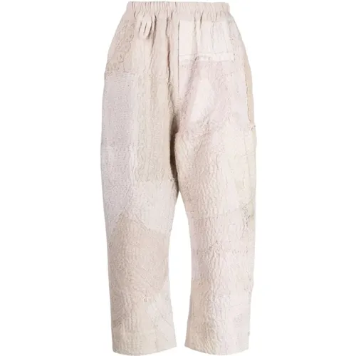 Floral Cropped Linen Trousers , male, Sizes: S - By Walid - Modalova