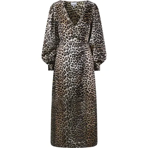 Leopard Printed Wrap Dress , female, Sizes: S, M - Ganni - Modalova