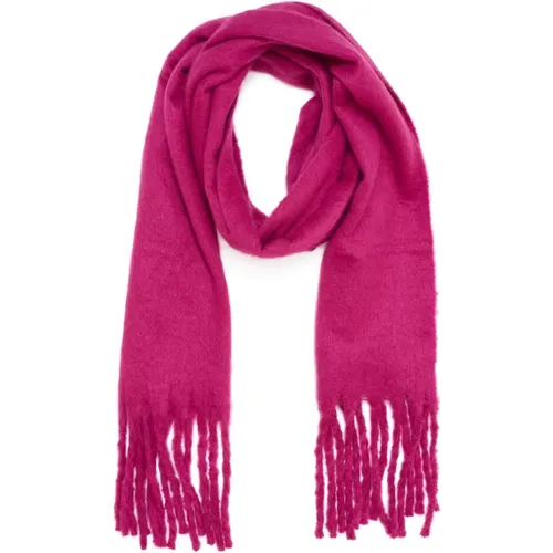 Soft Fringed Scarf in Fuchsia Red , female, Sizes: ONE SIZE - Kaffe - Modalova