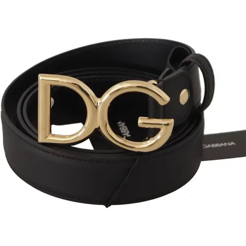 Schwarzer Ledergürtel mit Taillenschnalle - Dolce & Gabbana - Modalova