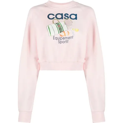 Bedruckter Crop-Sweatshirt , Damen, Größe: L - Casablanca - Modalova