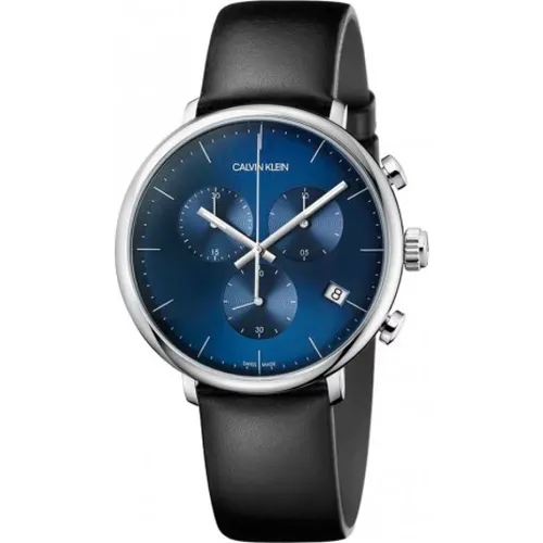 High Noon Quartz Watch with Blue Dial and Leather Strap , female, Sizes: ONE SIZE - Calvin Klein - Modalova