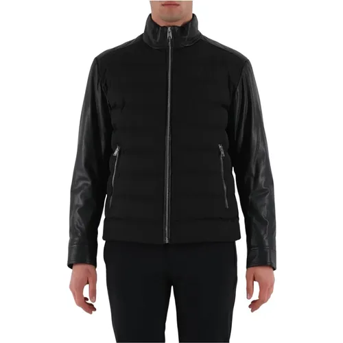 Nylon- und Leder-Bikerjacke , Herren, Größe: 2XL - Hugo Boss - Modalova