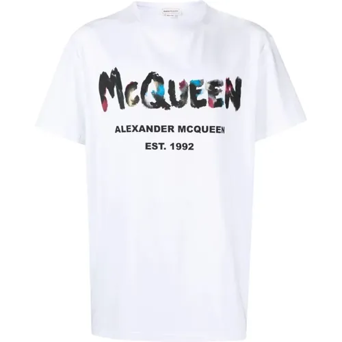 Watercolour Graffiti-print T-shirt , male, Sizes: XL - alexander mcqueen - Modalova