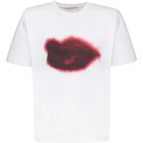 Lippen Print Baumwoll T-shirt , Damen, Größe: S - Stella Mccartney - Modalova