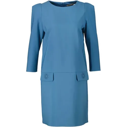 Hellblaues Kleid mit lockerem Schnitt und subtilen Puffärmeln , Damen, Größe: L - RINASCIMENTO - Modalova