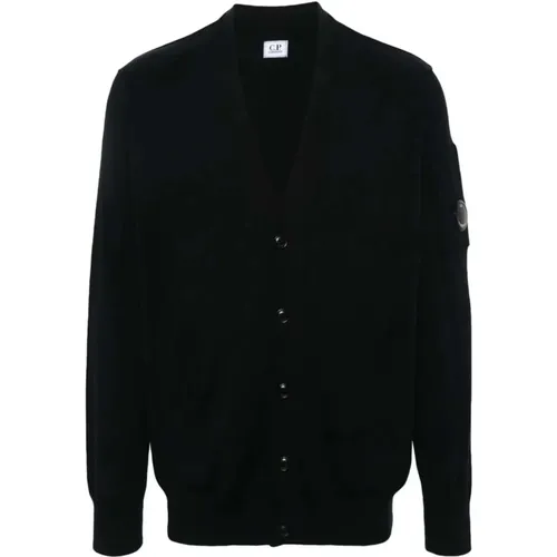 Midnight V-neck cotton cardigan , male, Sizes: 3XL, S, XL, M, L - C.P. Company - Modalova
