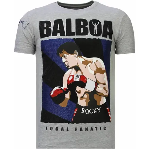 Balboa Rocky Rhinestone - Herren T-Shirt - 13-6223G - Local Fanatic - Modalova