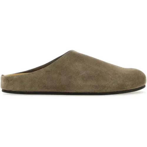 Dove grey suede Hugo slippers , female, Sizes: 4 UK, 3 UK, 5 UK - The Row - Modalova