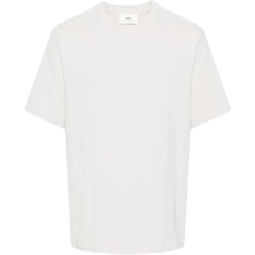 Weiße Baumwoll-T-Shirt mit Geprägtem Logo - Ami Paris - Modalova