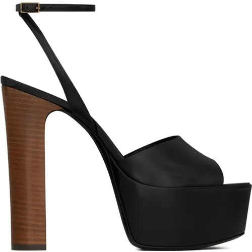 Schwarze Leder High Heel Sandalen - Saint Laurent - Modalova