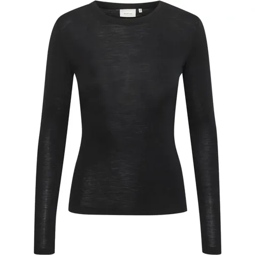 Ninia GZ LS Wolle Rundhals Noos Schwarz , Damen, Größe: XL - Gestuz - Modalova