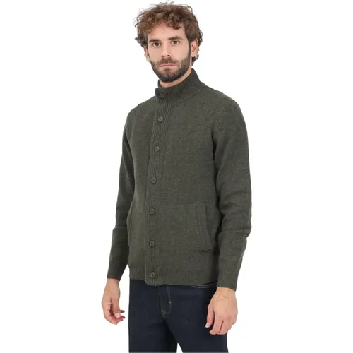 Grüner Cardigan mit Ellbogen-Patches , Herren, Größe: S - Barbour - Modalova