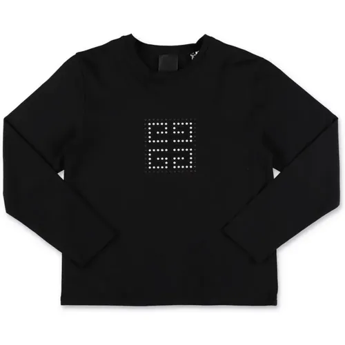 Schwarzes Baumwoll-Jersey-Glitzer-T-Shirt für Mädchen - Givenchy - Modalova