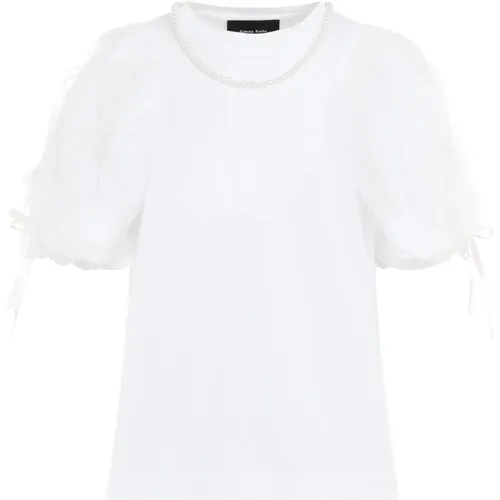 Weiße Puffärmel Boxy T-Shirt , Damen, Größe: M - Simone Rocha - Modalova