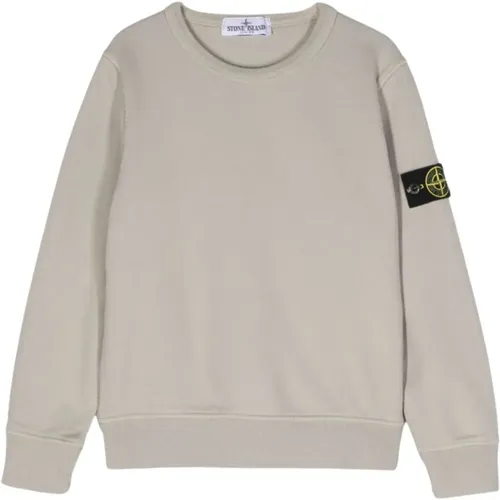 Grauer Pullover Logo Ärmel Rundhals - Stone Island - Modalova