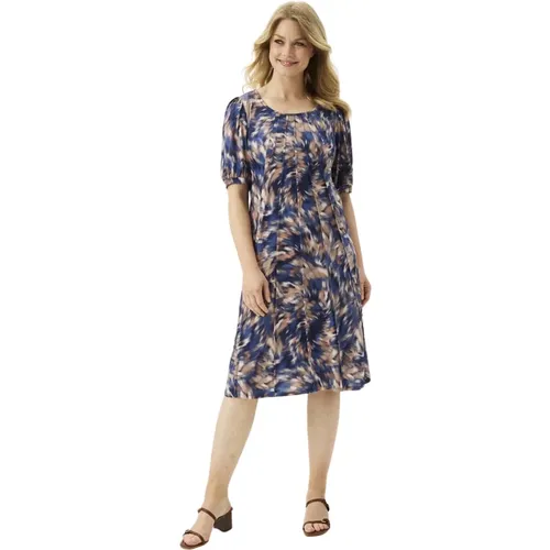 Blaues Lucette Kleid mit Puffärmeln , Damen, Größe: L - IN Front - Modalova