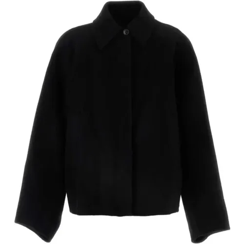 Schwarzer Cropped Coat , Damen, Größe: M - Loulou Studio - Modalova