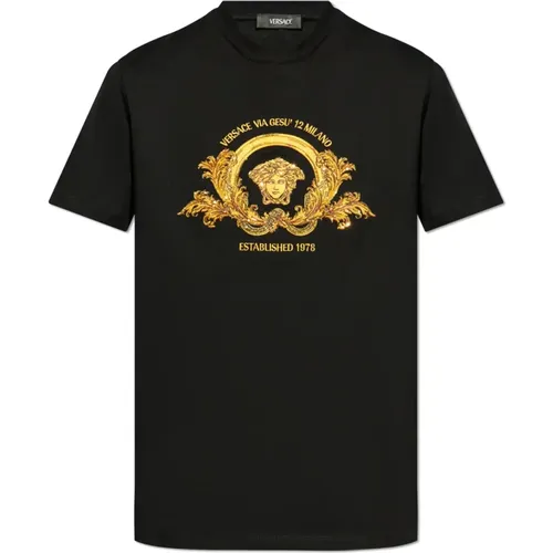 T-Shirt mit Medusas Kopf Versace - Versace - Modalova