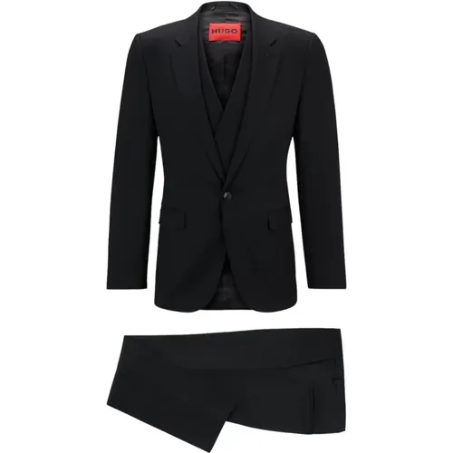 Extra Slim Fit Three-Piece Suit in Patterned Fabric with Performance Stretch , male, Sizes: L, XL, S - Hugo Boss - Modalova