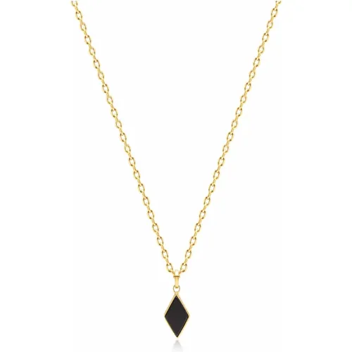 X Oscar Akermo: Gold Onyx Necklace , male, Sizes: M/L - Nialaya - Modalova