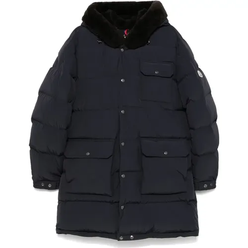 Quilted Hooded Coat with Faux Fur , male, Sizes: 3XL - Moncler - Modalova