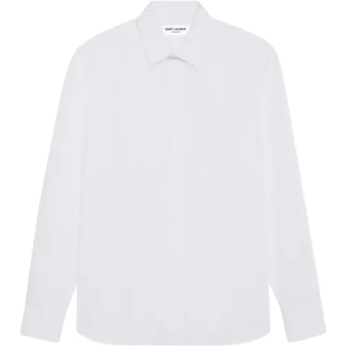 Weißes Baumwollpopeline Hemd mit Spitzem Kragen,Formal Shirts - Saint Laurent - Modalova