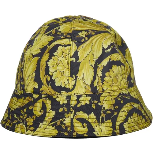 Black Baroque Print Bucket Hat , male, Sizes: 58 CM - Versace - Modalova