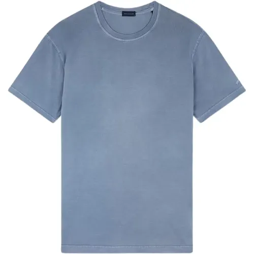 Baumwoll-Jersey T-Shirt Avio Blau , Herren, Größe: L - PAUL & SHARK - Modalova