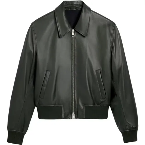 Leather Zipped Jacket , female, Sizes: M, S - Ami Paris - Modalova