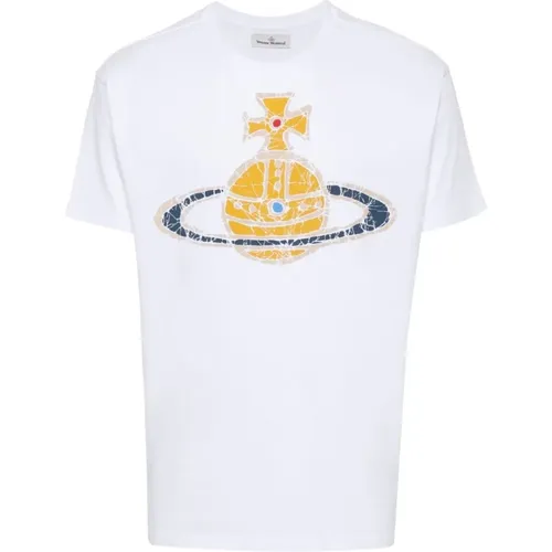 Cotton T-shirts and Polos with Signature Orb Print , male, Sizes: S, 2XL, XL, L - Vivienne Westwood - Modalova