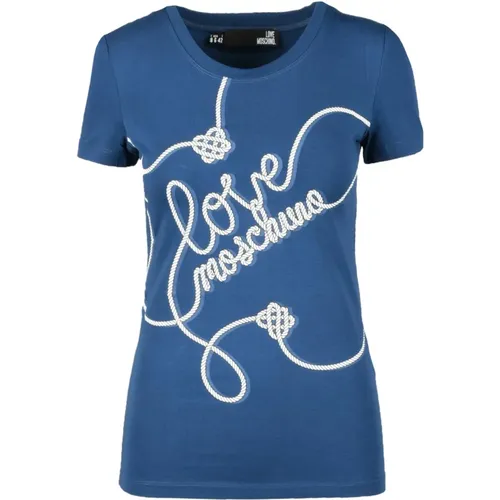 Baumwolle Elasthan T-shirt , Damen, Größe: M - Love Moschino - Modalova