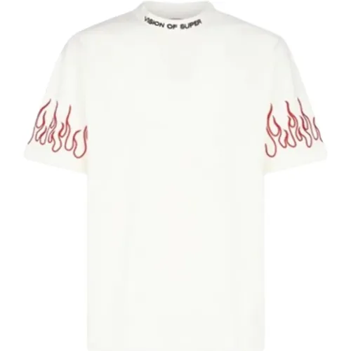 T-Shirt with Red Flames , male, Sizes: M, XL, S, L - Vision OF Super - Modalova