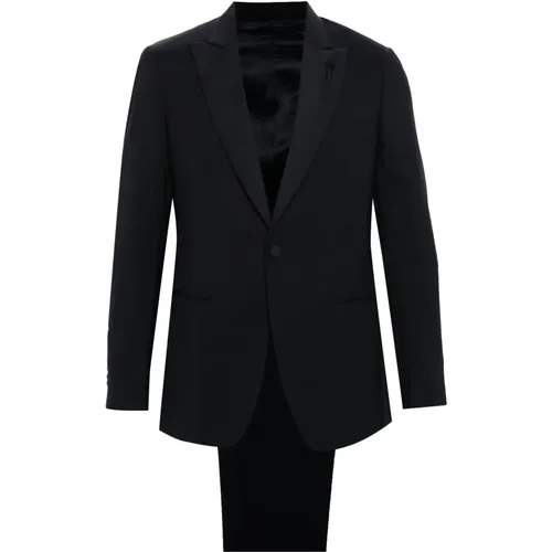 Navy Wool Suit with Peak Lapels , male, Sizes: S, 3XL - Lardini - Modalova