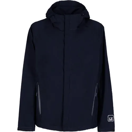 Black Cotton Hooded Jacket for Men , male, Sizes: L, 2XL - C.P. Company - Modalova
