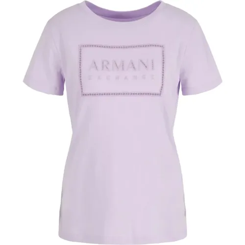 Lila Standard Fit T-shirt 3Dyt59 Yj3Rz , Damen, Größe: L - Armani Exchange - Modalova