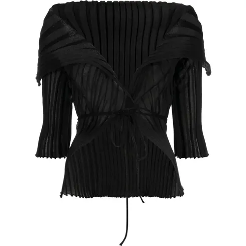 Schwarzer Cardigan mit breitem Kragen , Damen, Größe: M/L - A. Roege Hove - Modalova