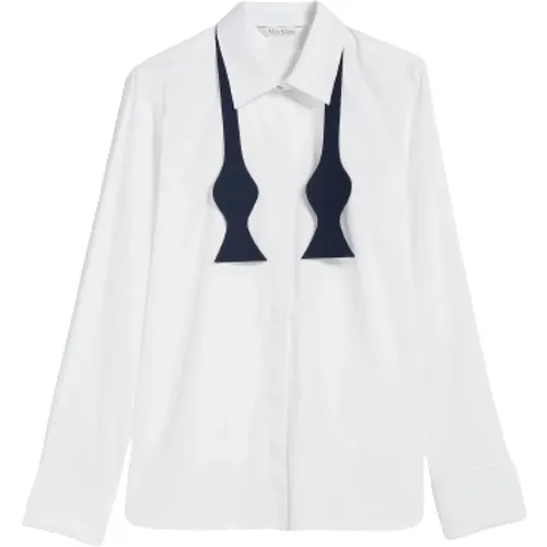 Cotton Shirt with Bow Tie , female, Sizes: S, M - Max Mara - Modalova