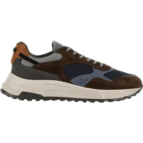 Men's Shoes Sneakers Marrone/blu/grigio Aw23 , male, Sizes: 5 UK - Hogan - Modalova