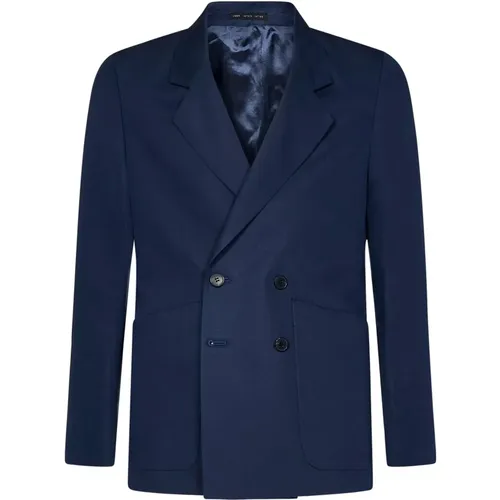 Linen Cotton Double-Breasted Jacket , male, Sizes: S, L, 2XL, XL - Low Brand - Modalova