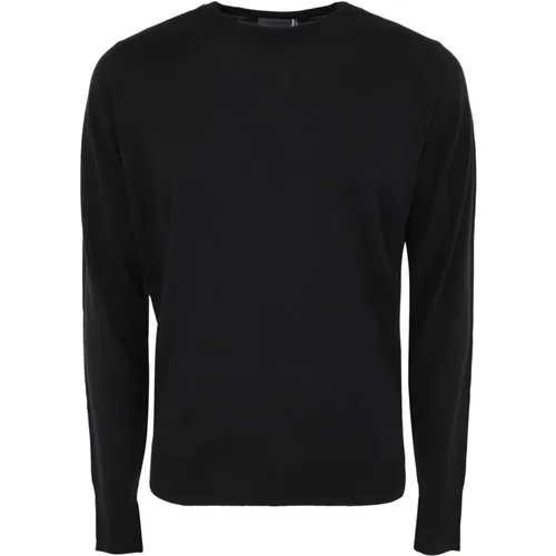 Schwarzer Pullover mit langen Ärmeln und Rundhalsausschnitt , Herren, Größe: 2XL - John Smedley - Modalova