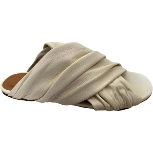 Ivory Leather Flat Sandals , female, Sizes: 4 UK, 3 UK, 8 UK - Forte Forte - Modalova