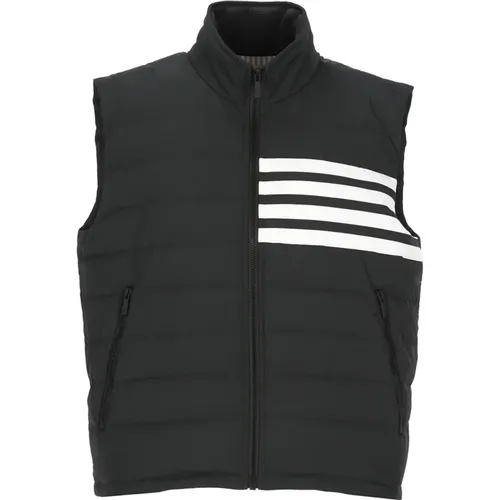 Vests,Graue Gepolsterte Gilet Jacke mit Streifen - Thom Browne - Modalova