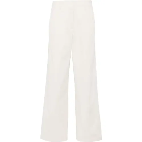 Ivory Baumwoll-Twill Hose Gerades Bein , Damen, Größe: S - Forte Forte - Modalova